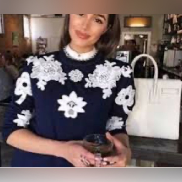 Victoria Beckham Navy Floral and Lace applique sweatshirt XS - Picture 6 of 15